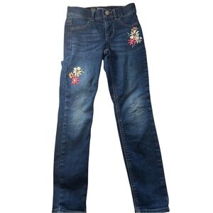 Wonder nation 7/8 girls stretch embroidered jeans with flowers